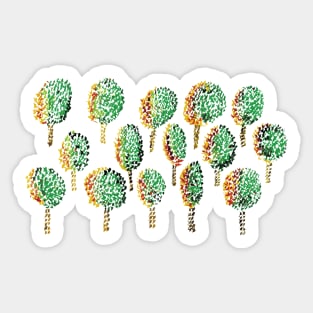 Cross Stitch Trees - Teal background Sticker